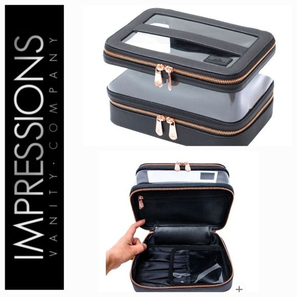 Impressions Santorini Traincase w/Brush Holder- Black - Picture 1 of 9